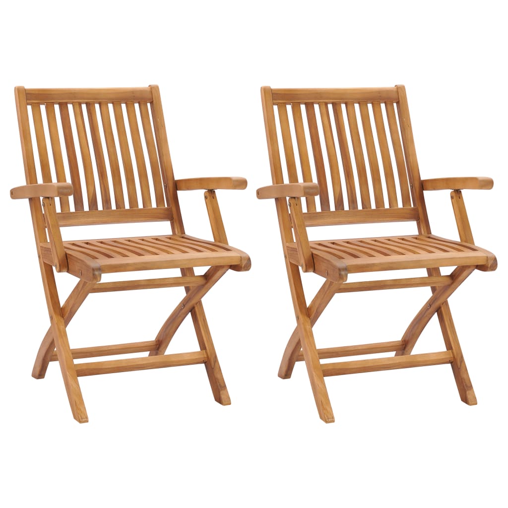 Chaises de jardin 2 pcs pliables en bois de teck massif