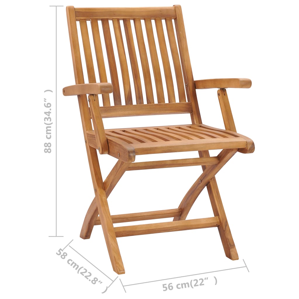 Chaises de jardin 2 pcs pliables en bois de teck massif