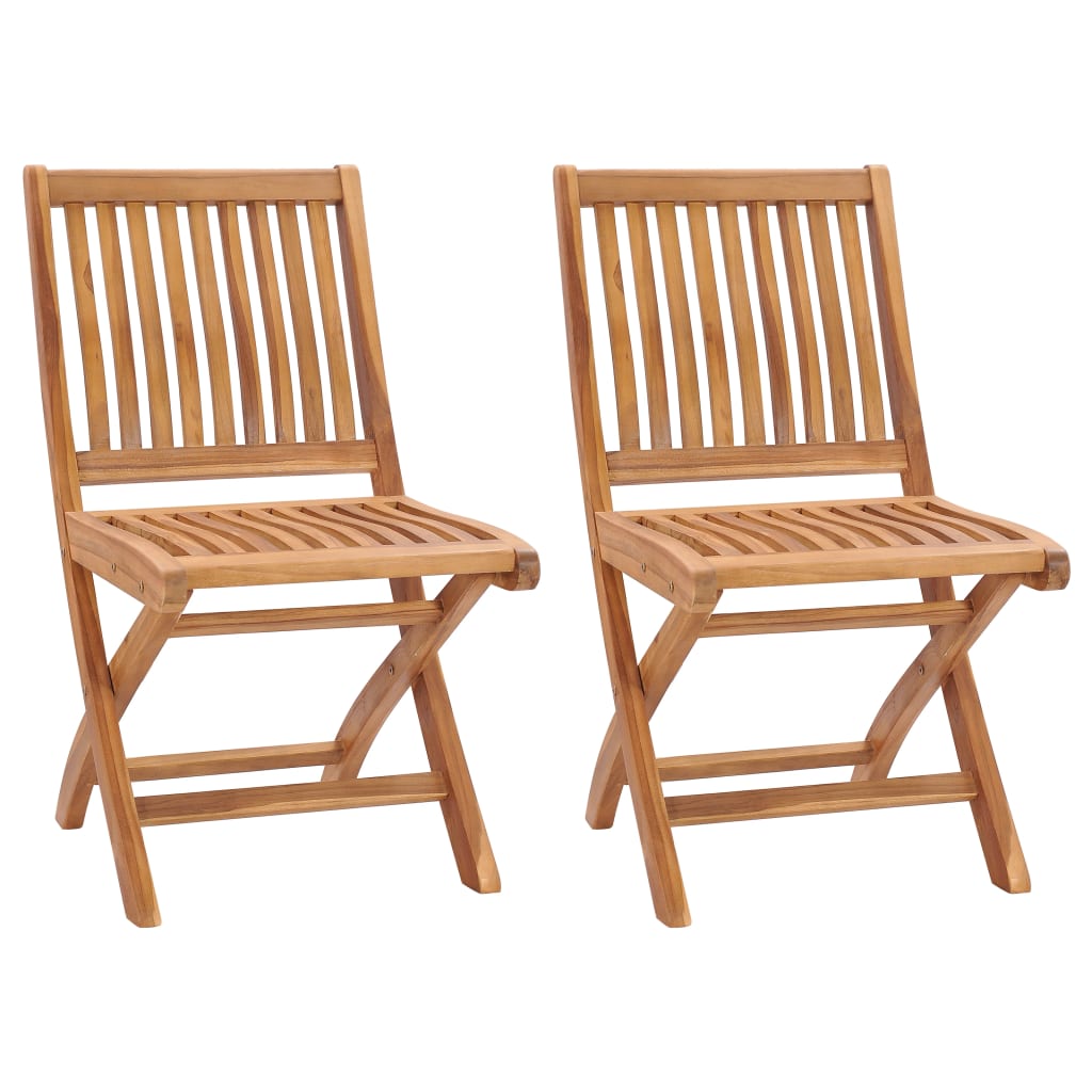 Chaises de jardin 2 pcs pliables en bois de teck massif