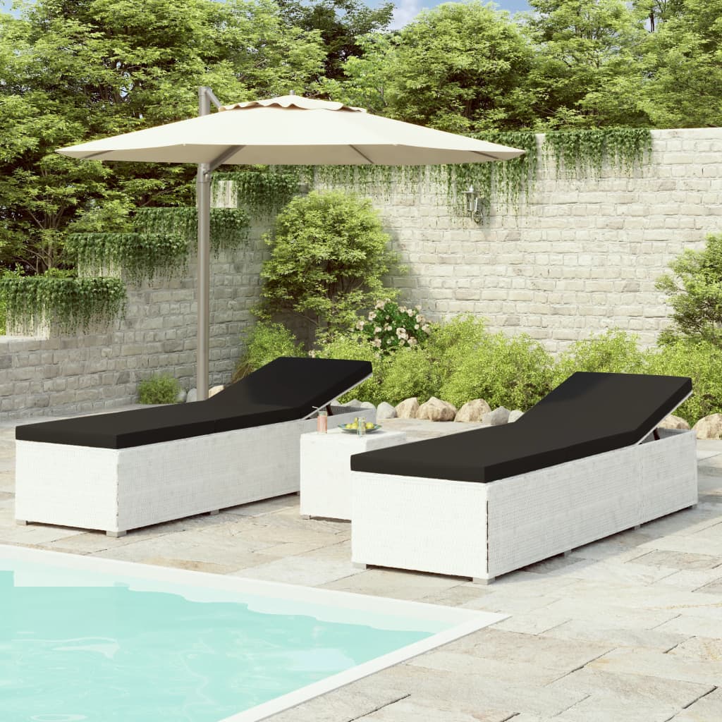 Ensemble bain de soleil 3 pièces avec table à thé poly rotin