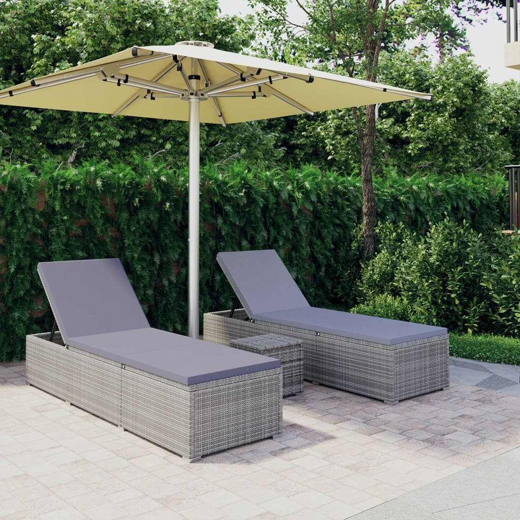 Ensemble bain de soleil 3 pièces avec table à thé poly rotin