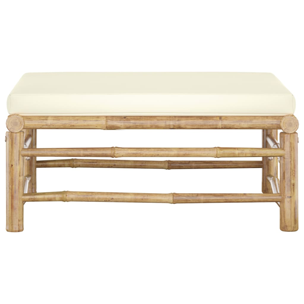 Banc de jardin avec coussins en bambou blanc crème