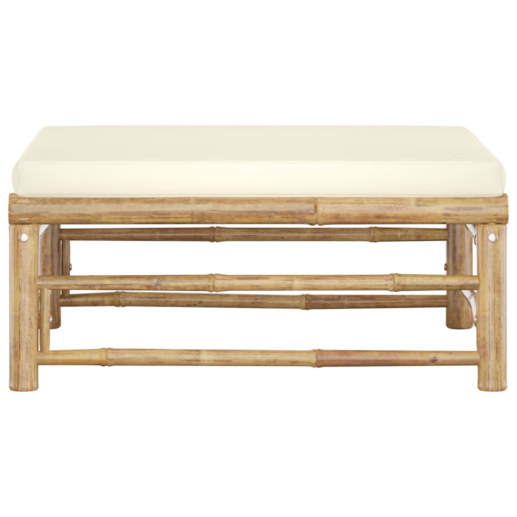 Banc de jardin avec coussins en bambou blanc crème