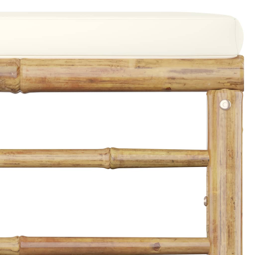 Banc de jardin avec coussins en bambou blanc crème