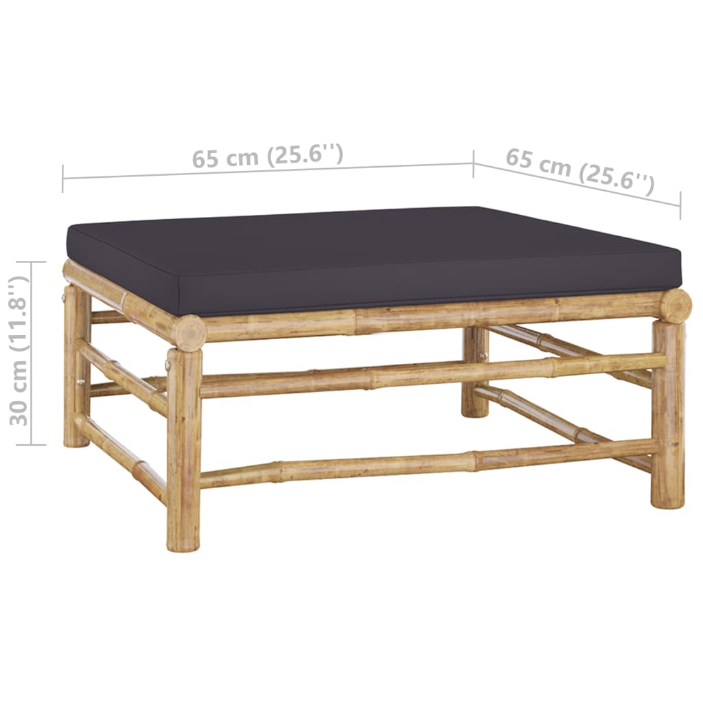 Banc de jardin avec coussins en bambou blanc crème