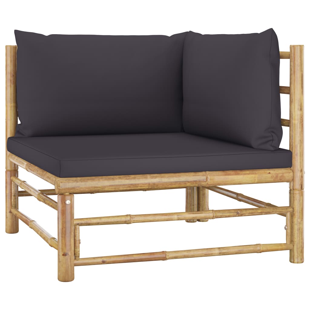 Banc de jardin avec coussins en bambou blanc crème