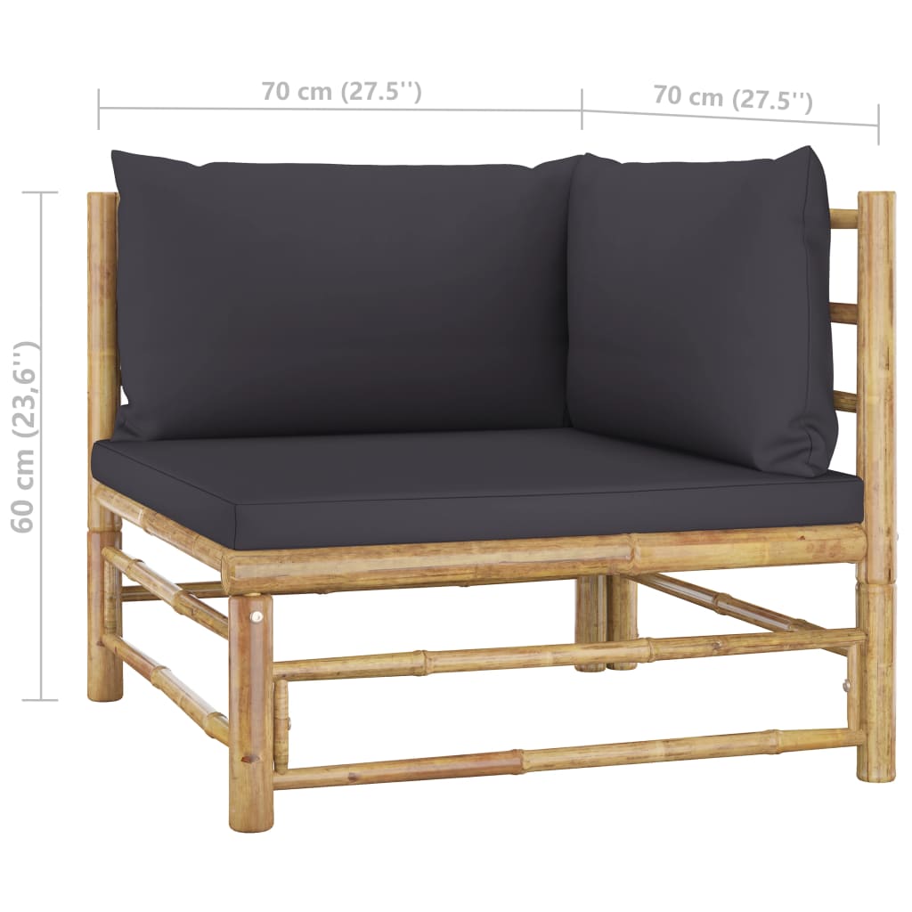 Banc de jardin avec coussins en bambou blanc crème