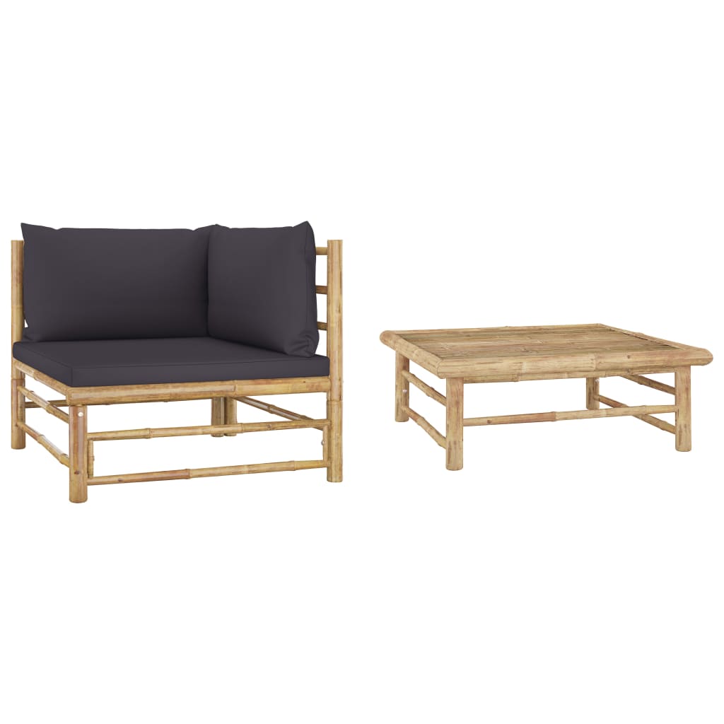 Banc de jardin avec coussins en bambou blanc crème