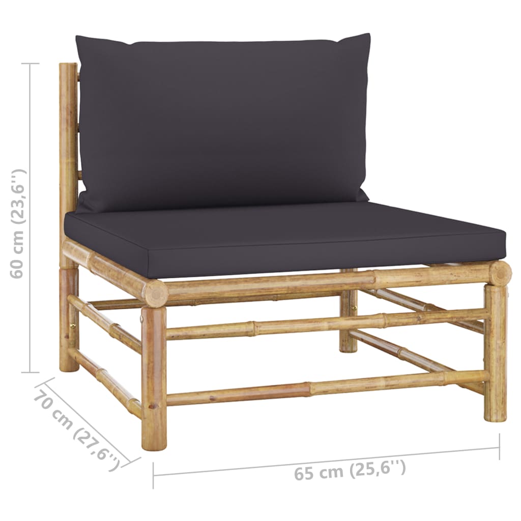 Banc de jardin avec coussins en bambou blanc crème