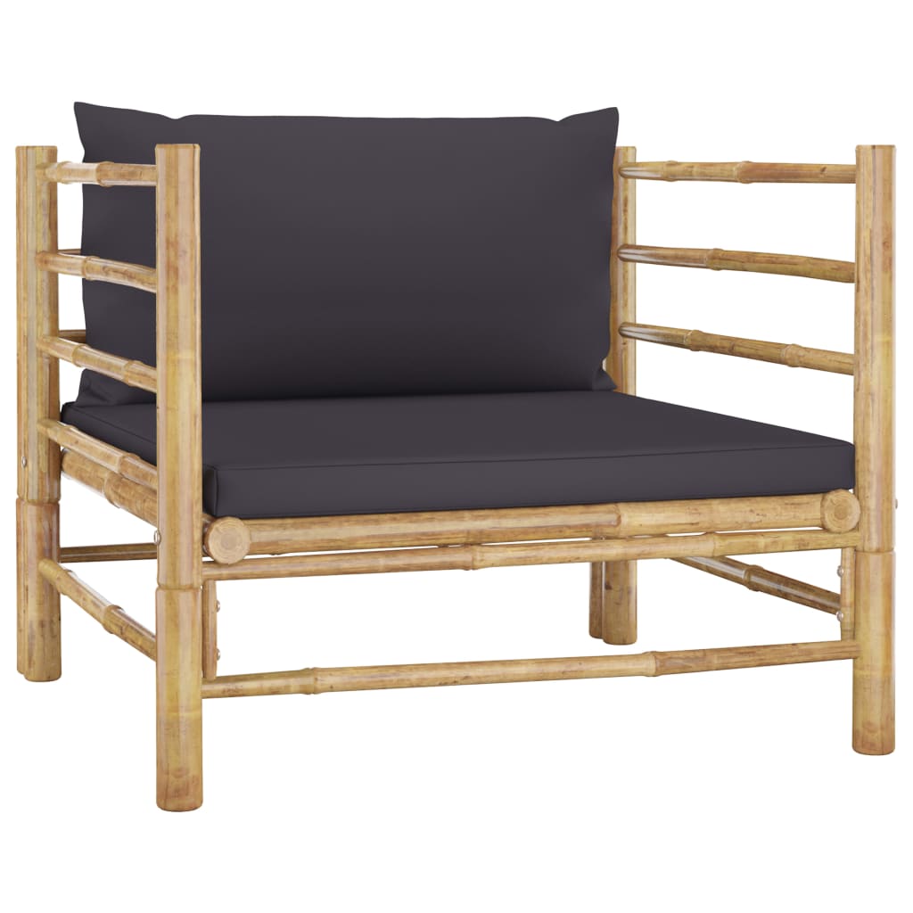 Banc de jardin avec coussins en bambou blanc crème