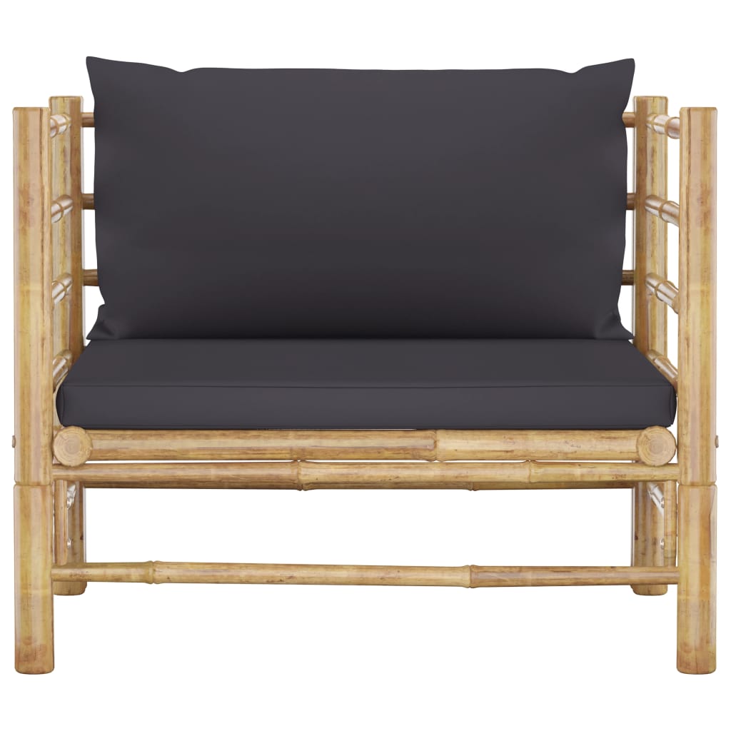 Banc de jardin avec coussins en bambou blanc crème