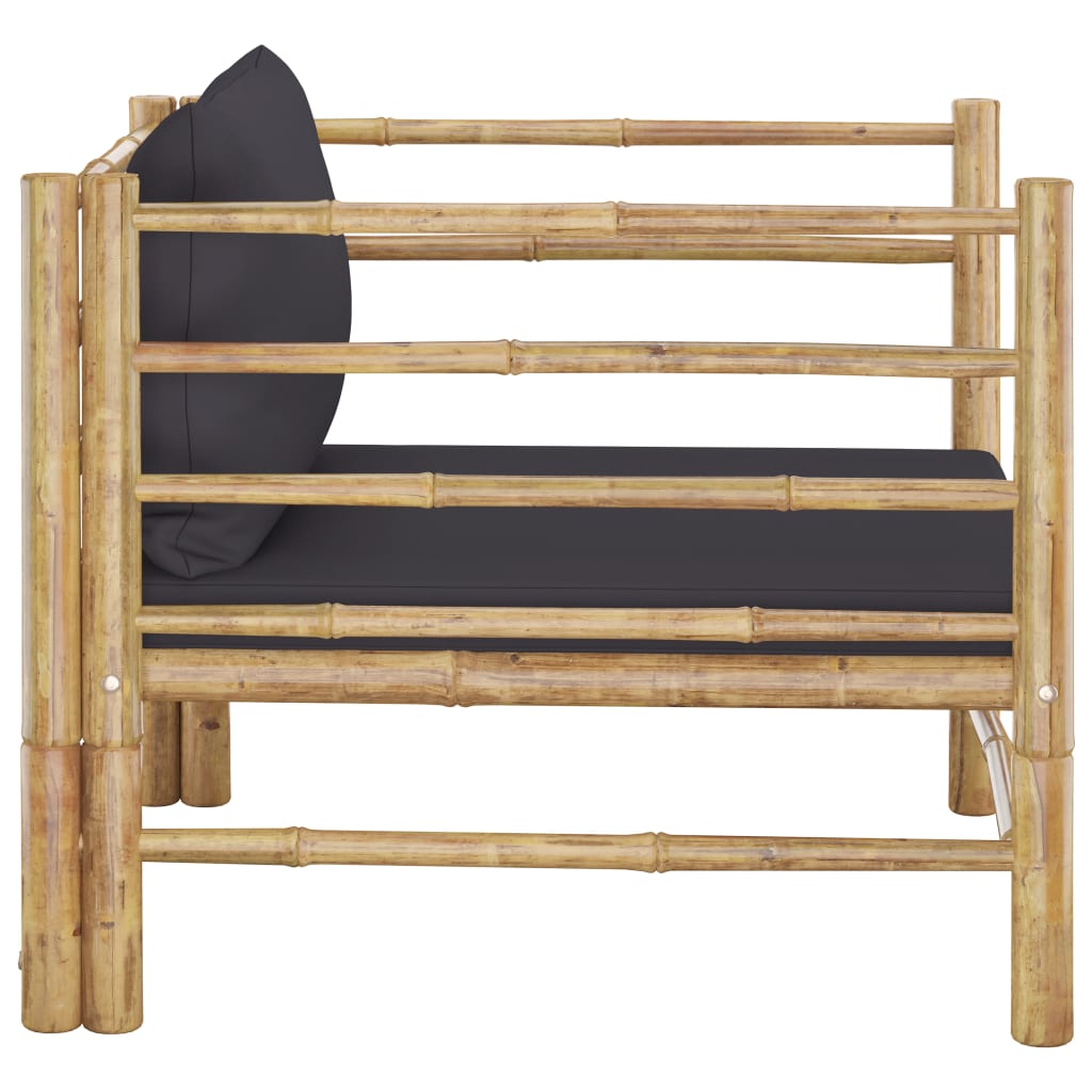 Banc de jardin avec coussins en bambou blanc crème