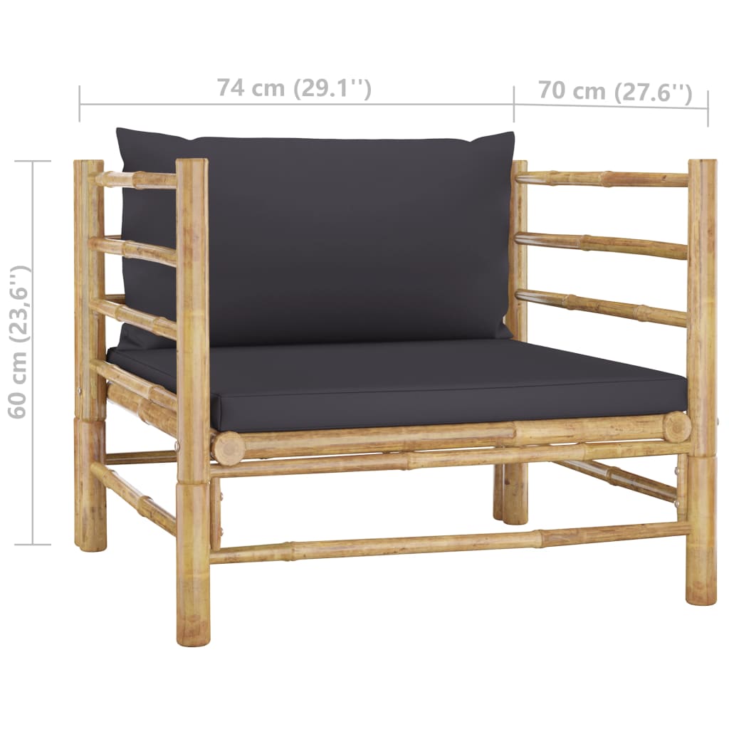 Banc de jardin avec coussins en bambou blanc crème