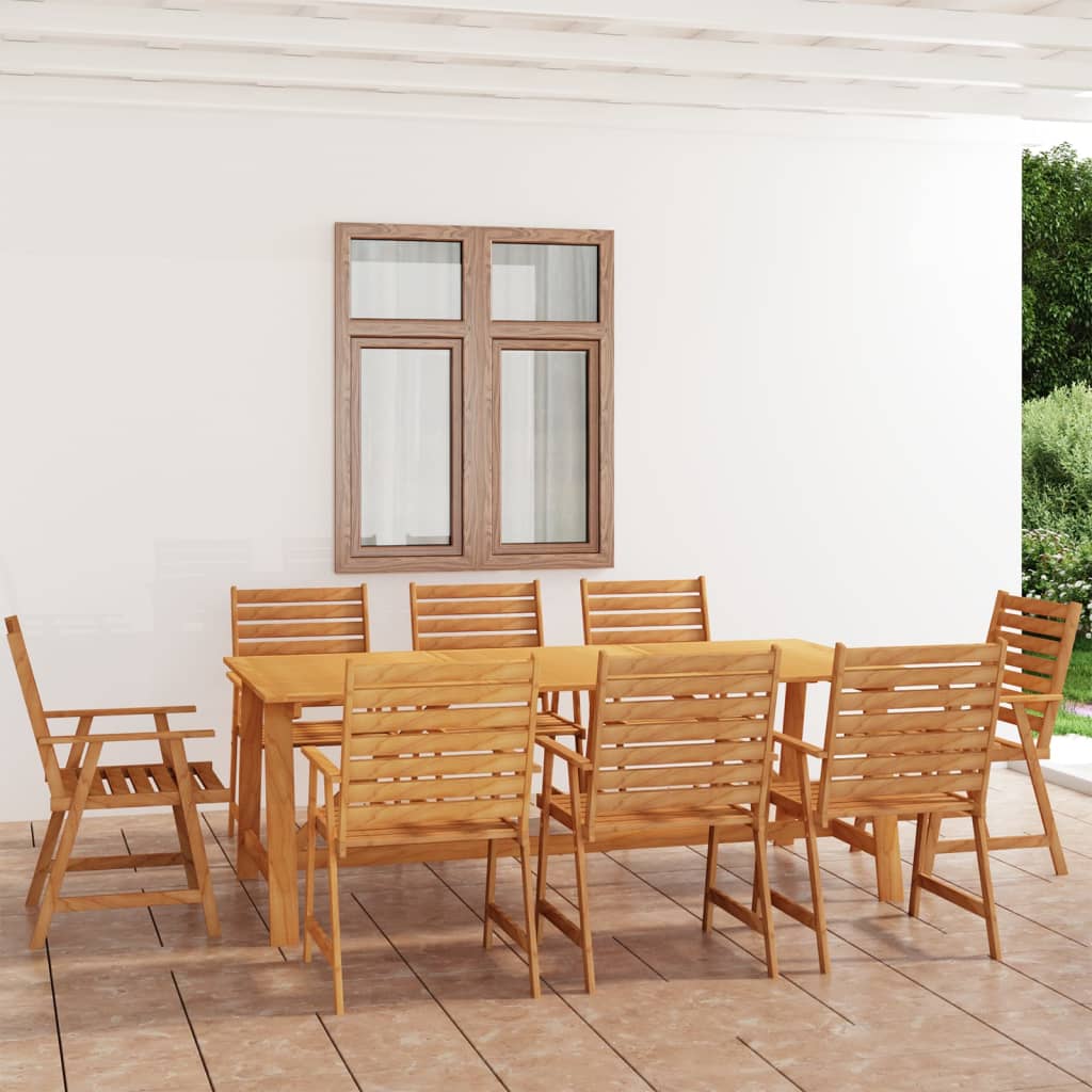 Ensemble de jardin 7 pièces en bois d'acacia massif