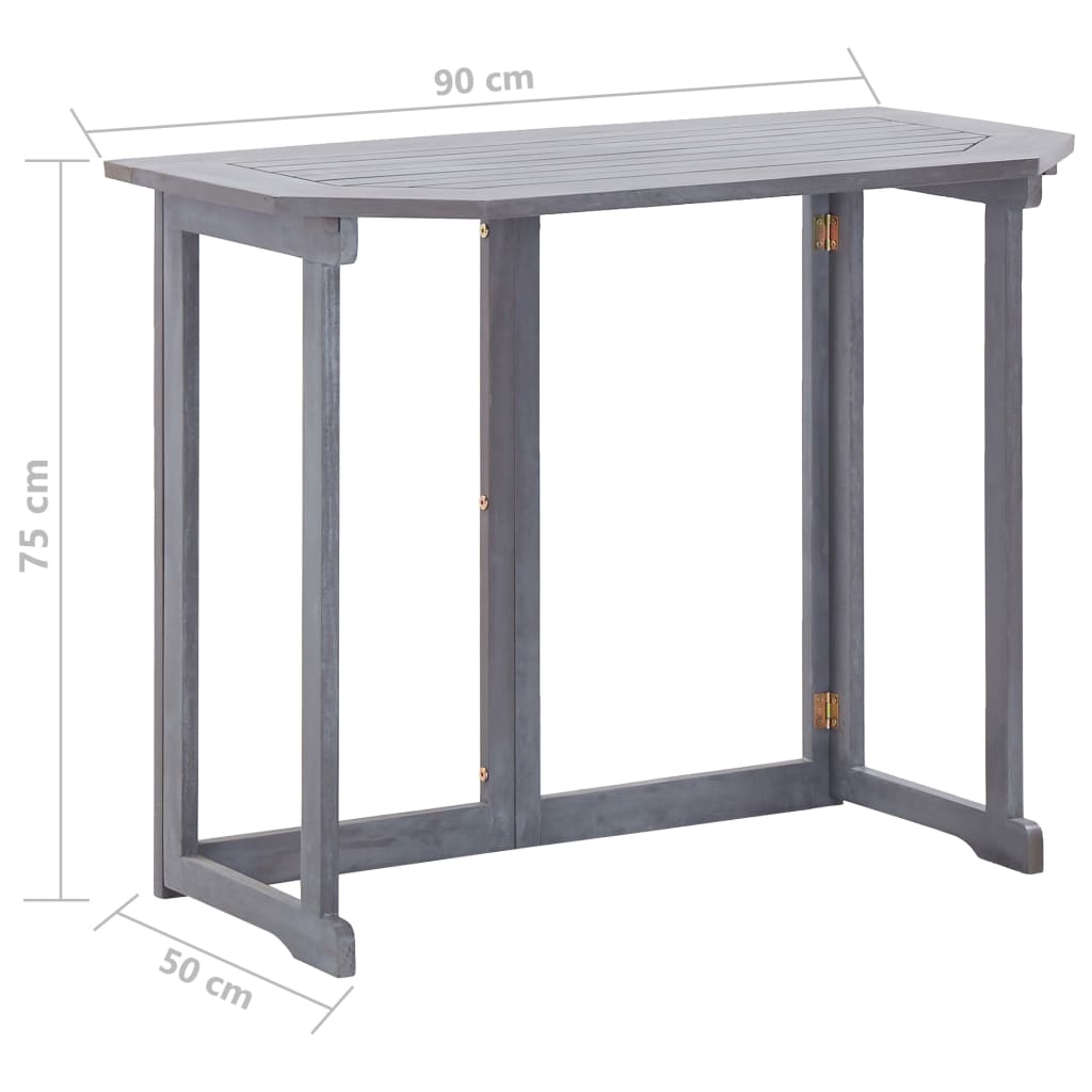 Ensemble Bistro 4 pièces, bois d'acacia massif, gris