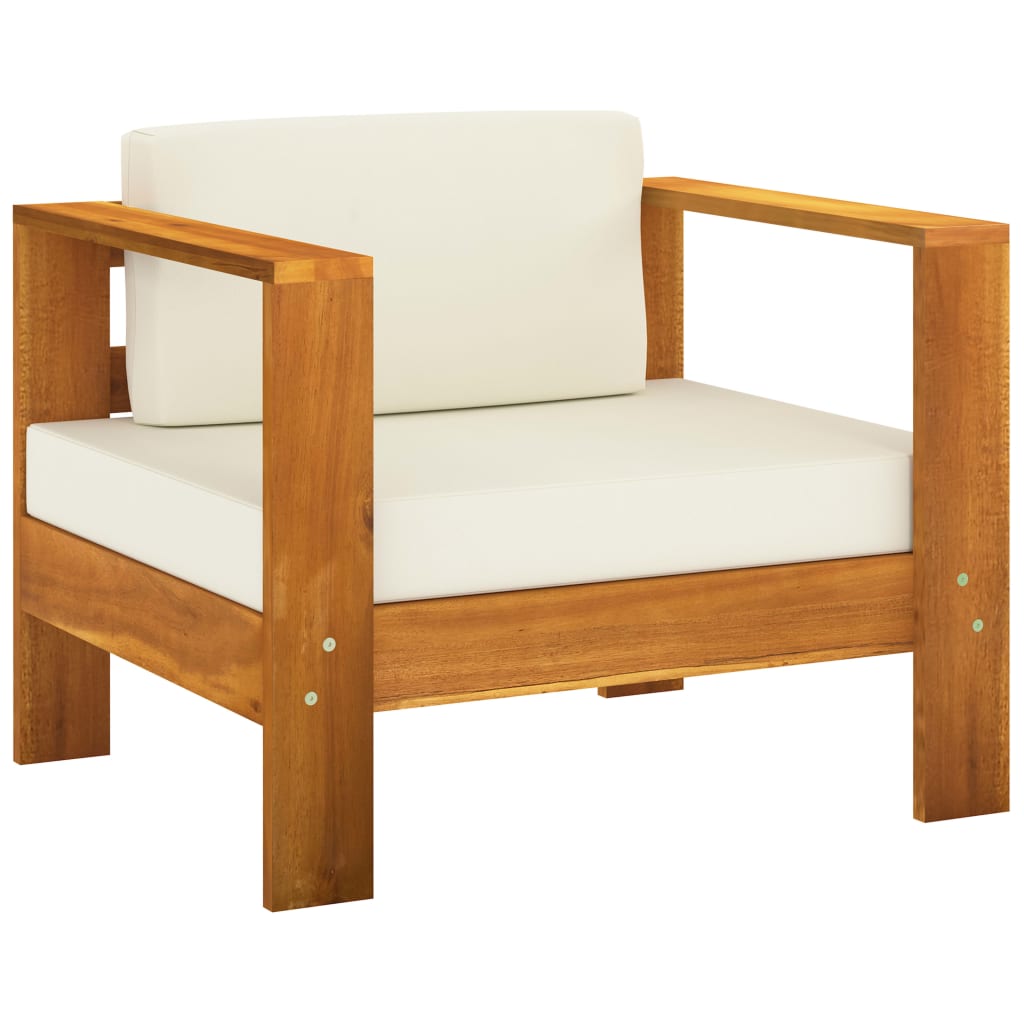 Ensemble lounge 8 pièces avec coussins en bois d'acacia blanc crème