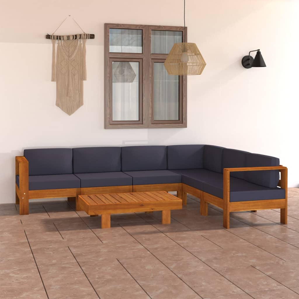 Ensemble lounge 8 pièces avec coussins en bois d'acacia blanc crème