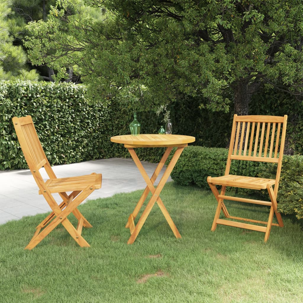 Ensemble de jardin pliant 3 pièces en bois d'acacia massif