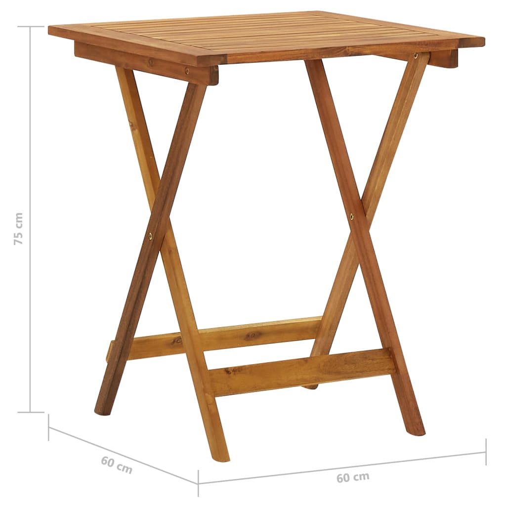 Ensemble de jardin pliant 3 pièces en bois d'acacia massif