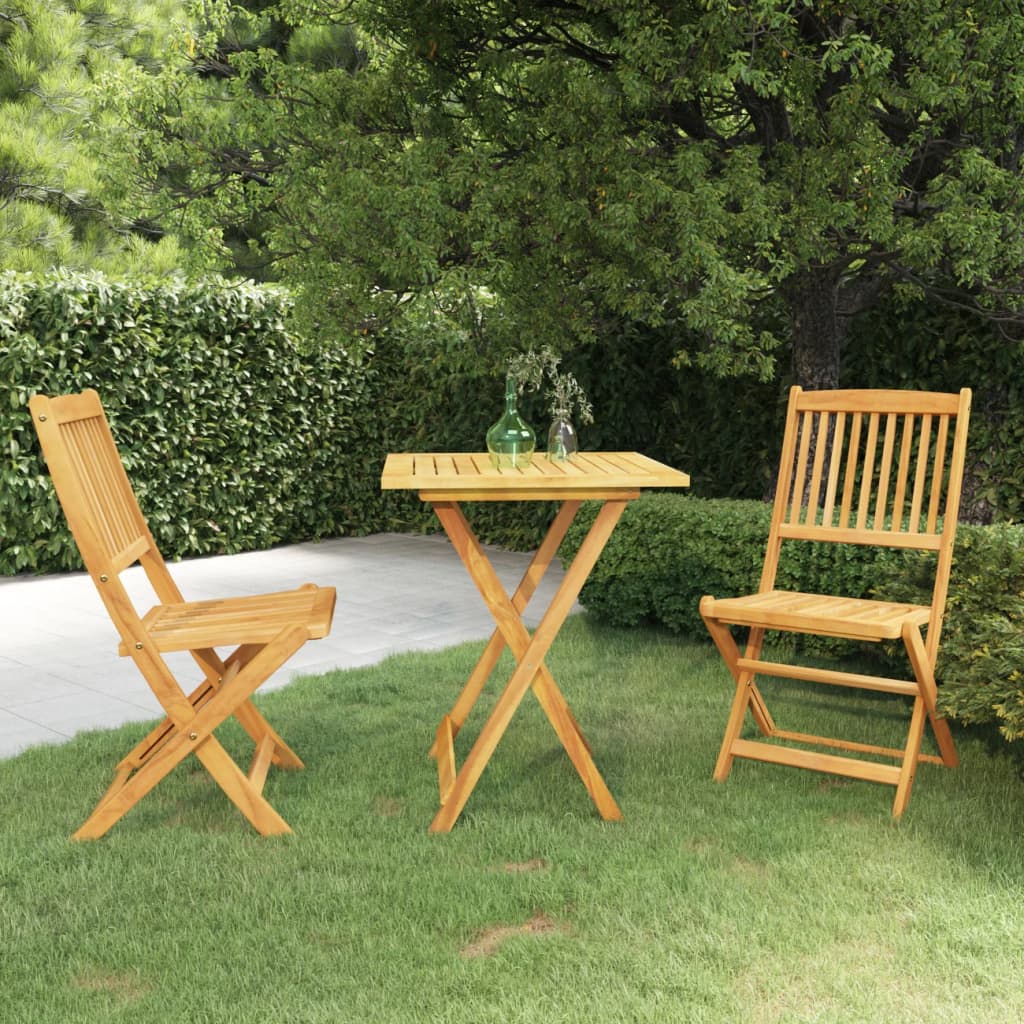 Ensemble de jardin pliant 3 pièces en bois d'acacia massif