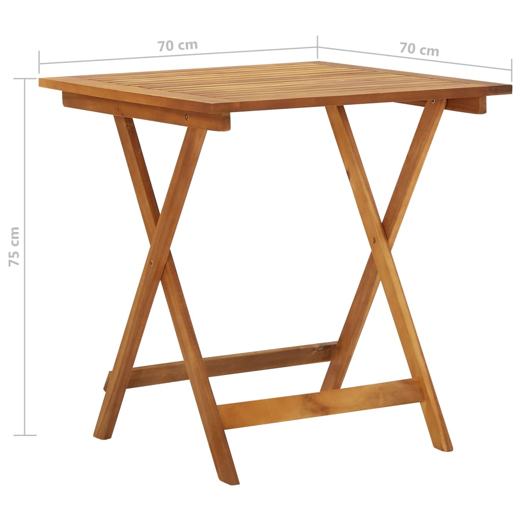 Ensemble de jardin pliant 3 pièces en bois d'acacia massif