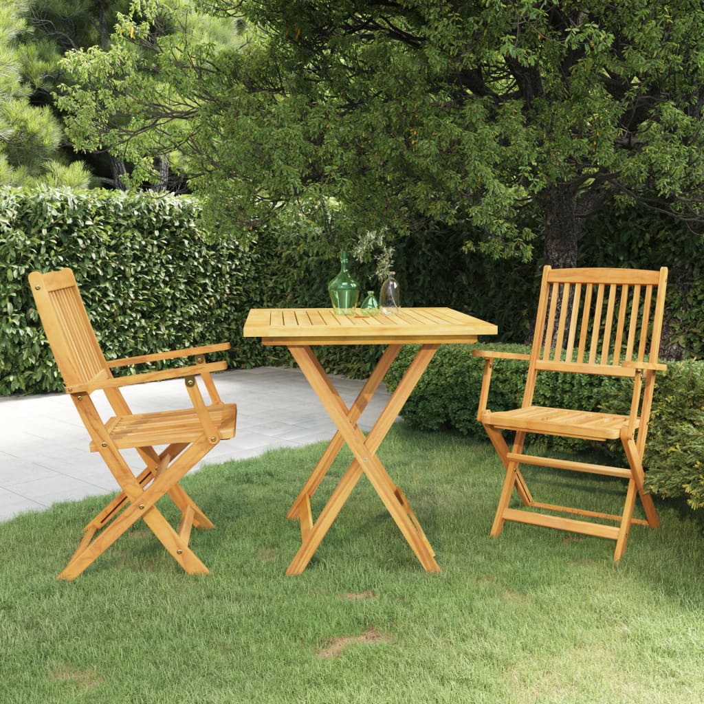 Ensemble de jardin pliant 3 pièces en bois d'acacia massif