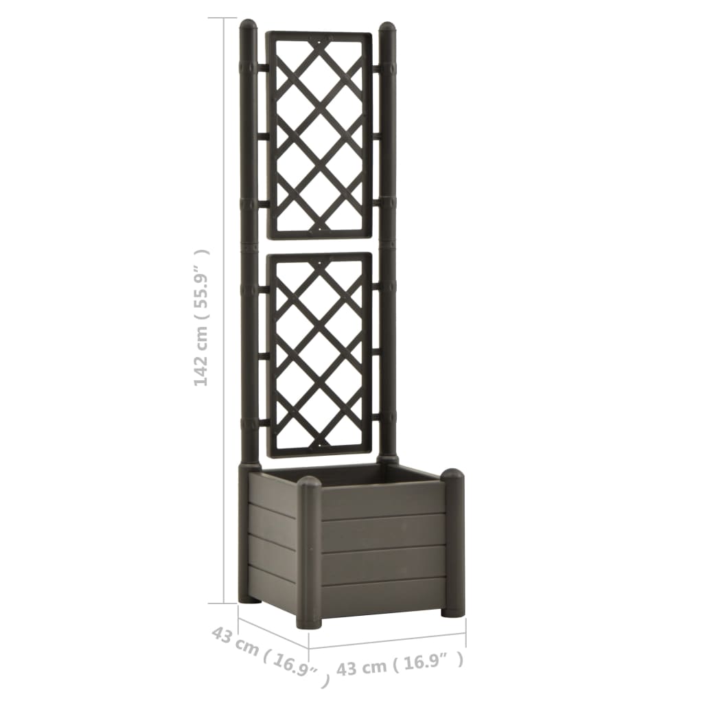 Plantenbak met latwerk 43x43x142 cm PP