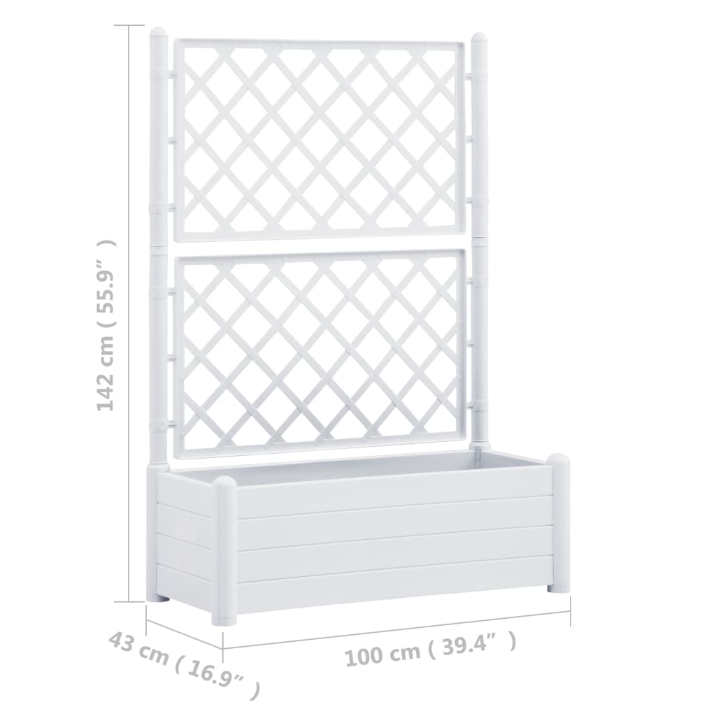 Plantenbak met latwerk 43x43x142 cm PP