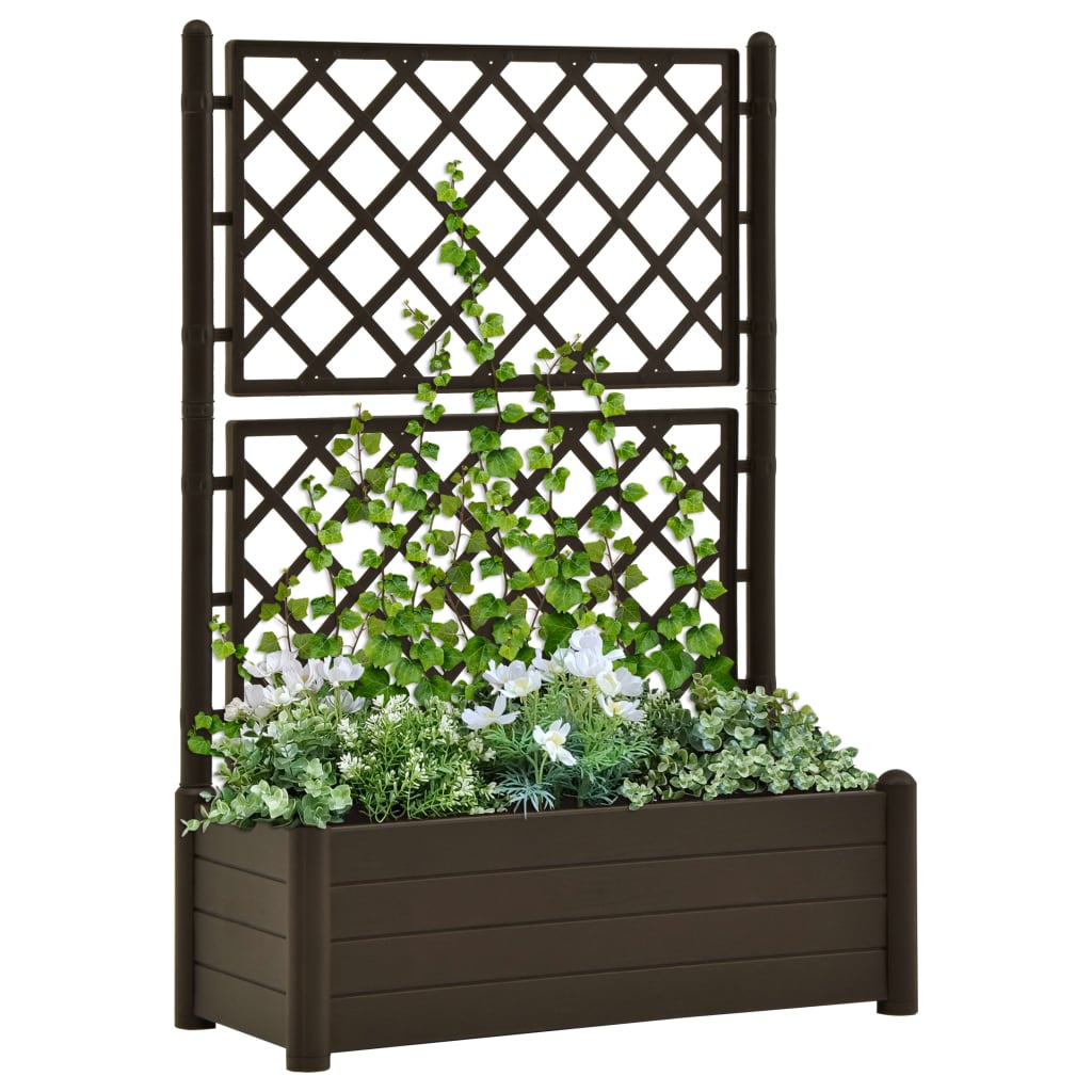 Plantenbak met latwerk 43x43x142 cm PP