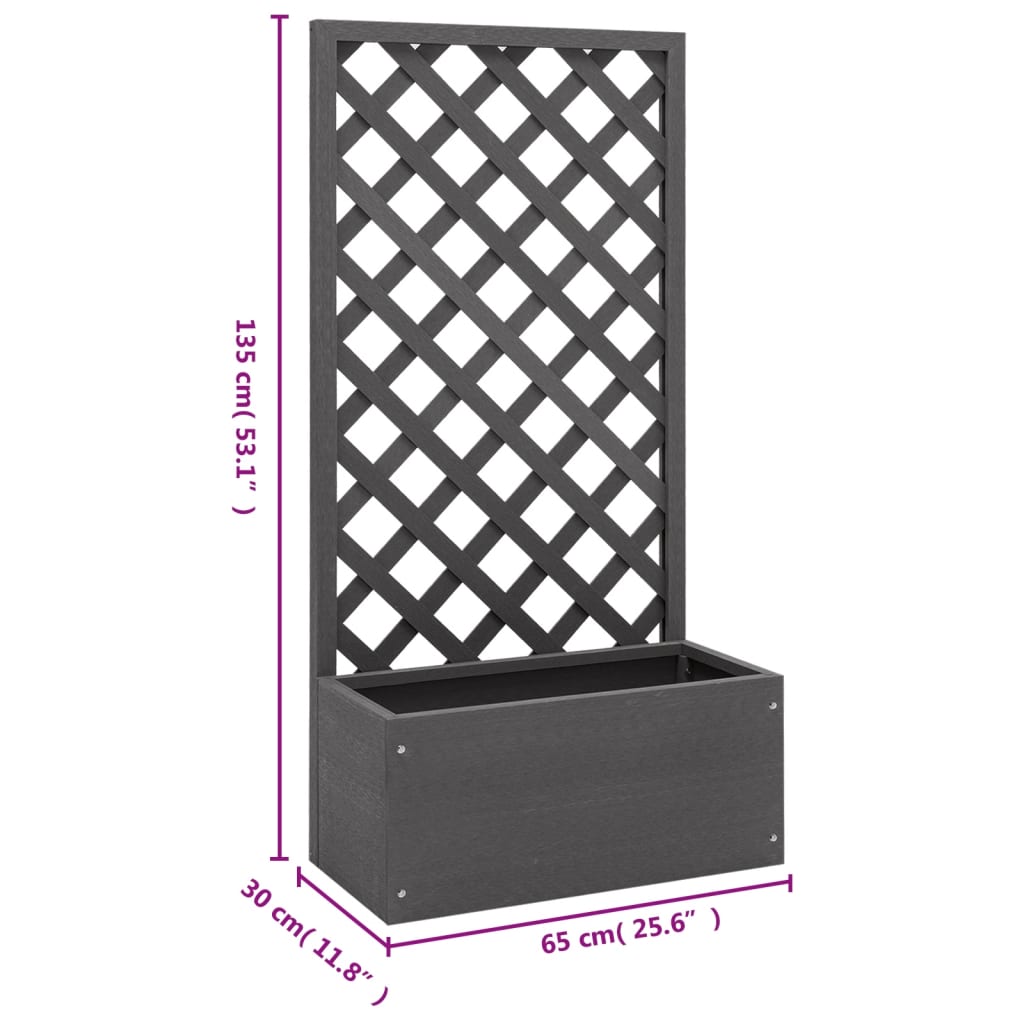 Plantenbakken met latwerk 2 st 65x33x135 cm HKC