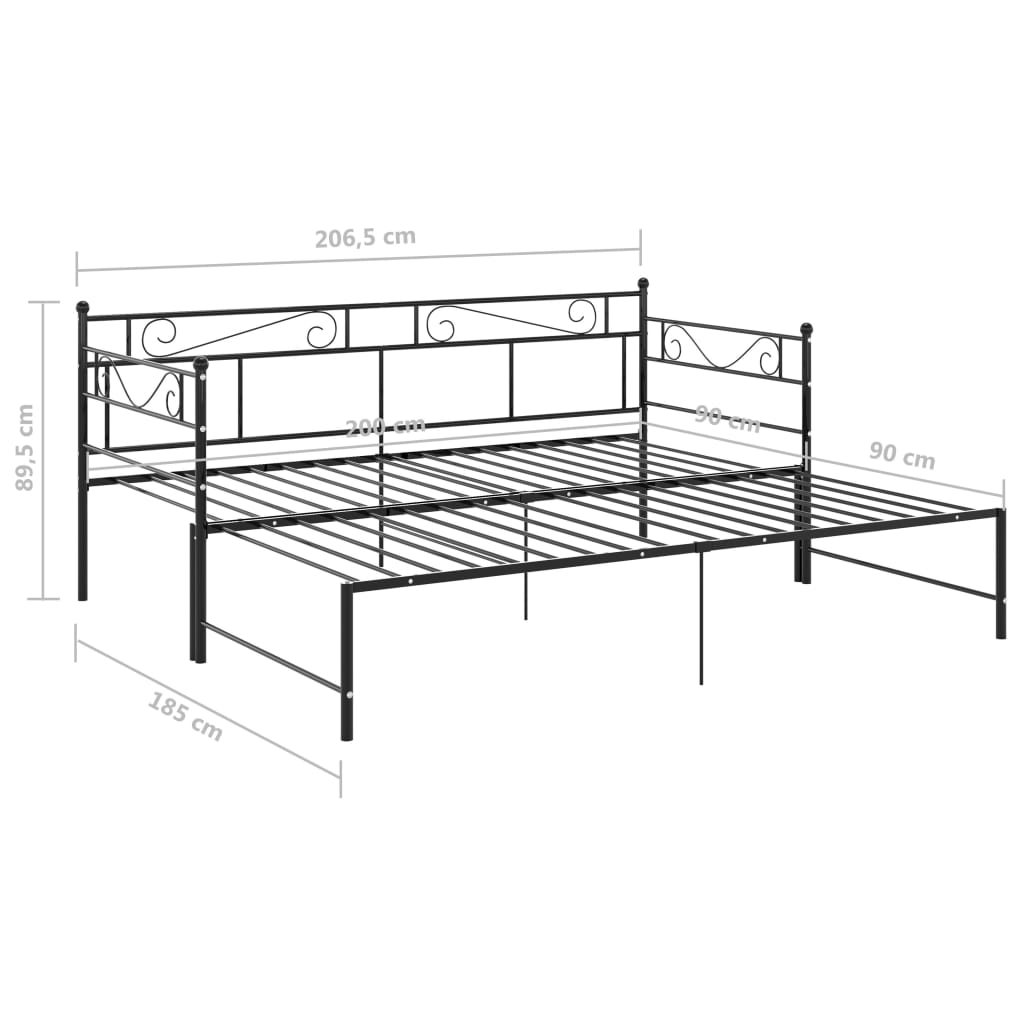 Slaapbankframe uittrekbaar metaal 90x200 cm