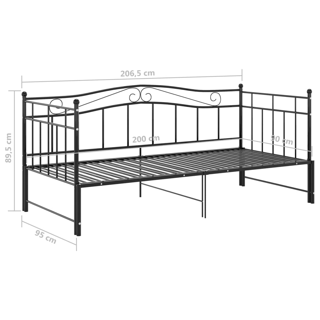 Structure canapé lit extensible en métal 90x200 cm