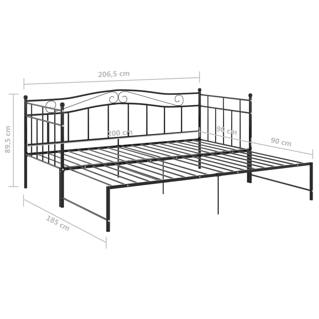 Structure canapé lit extensible en métal 90x200 cm