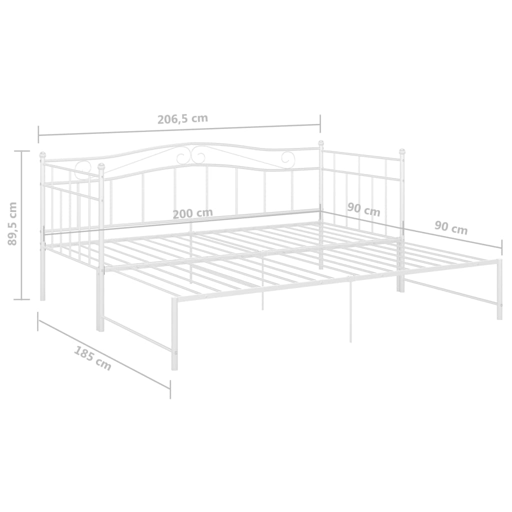 Structure canapé lit extensible en métal 90x200 cm