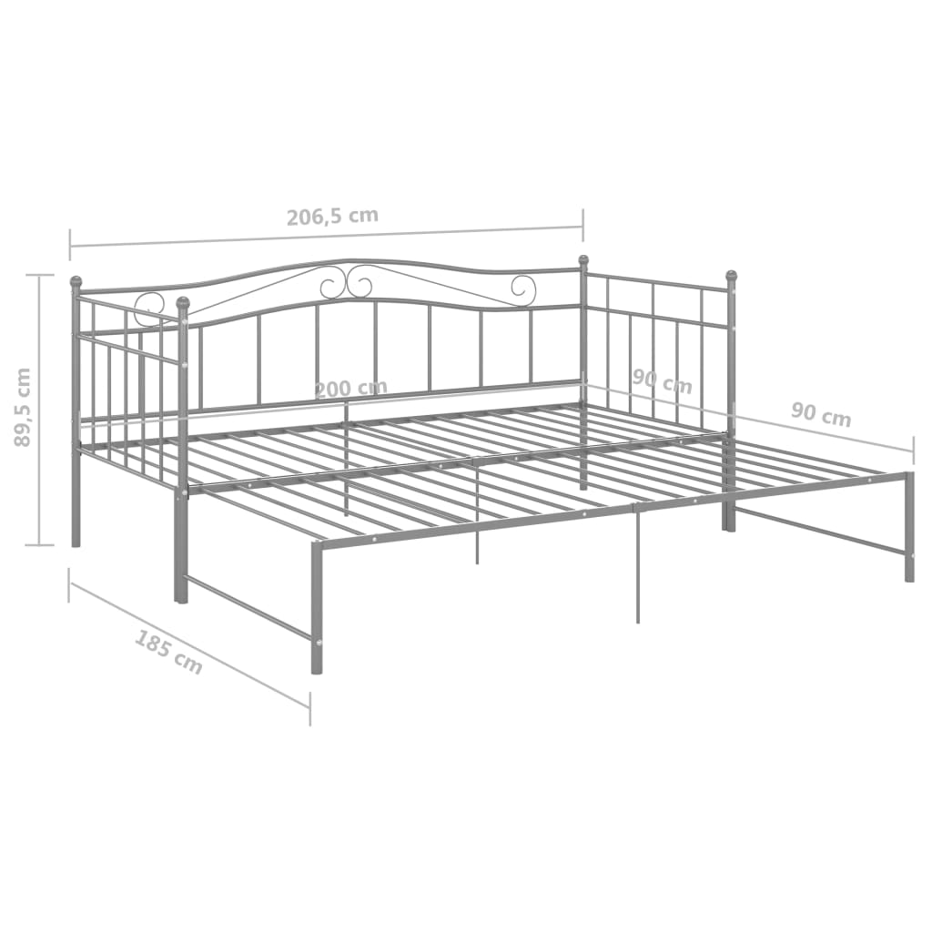 Structure canapé lit extensible en métal 90x200 cm