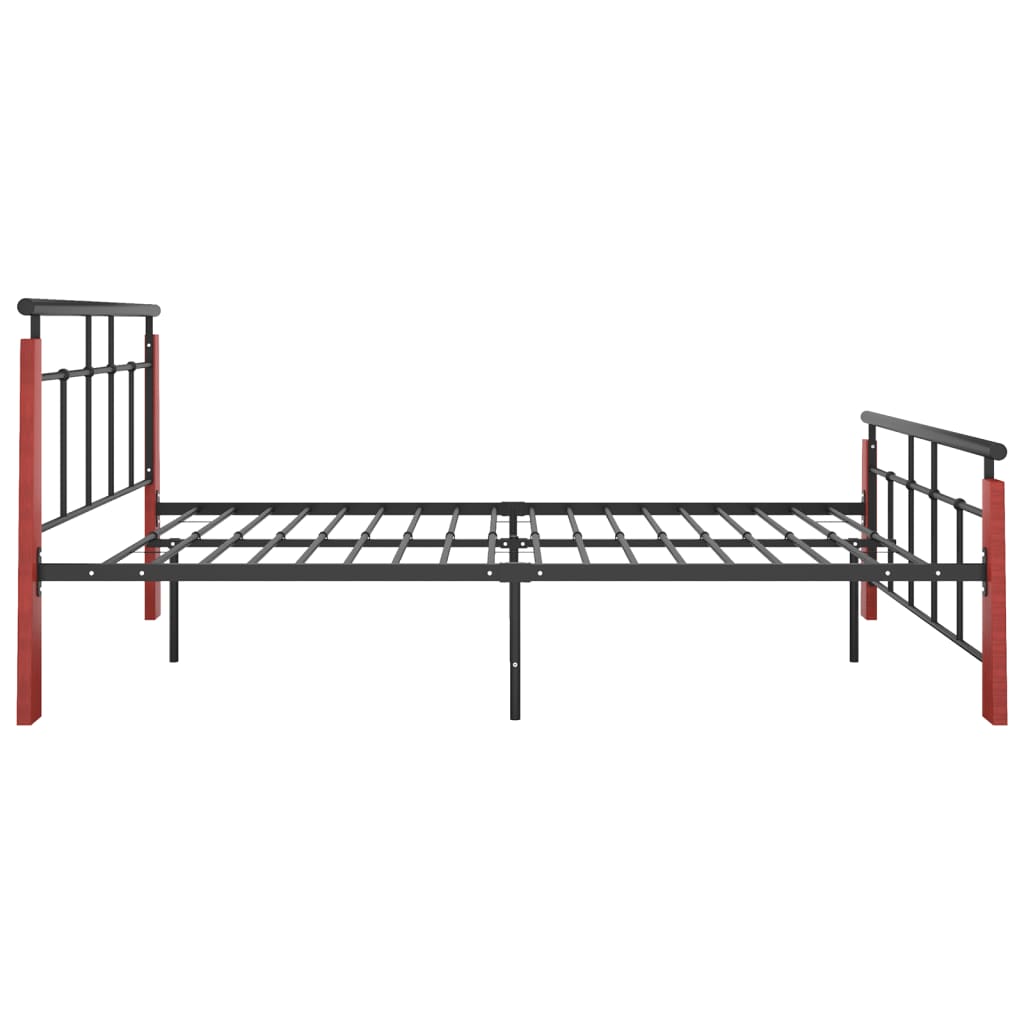 Bedframe metaal en massief eikenhout 200x200 cm