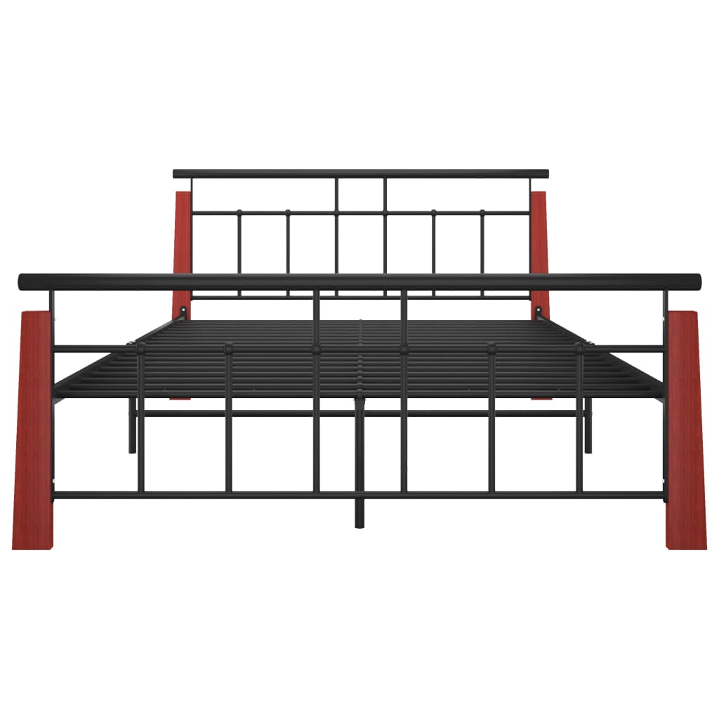 Bedframe metaal en massief eikenhout 200x200 cm