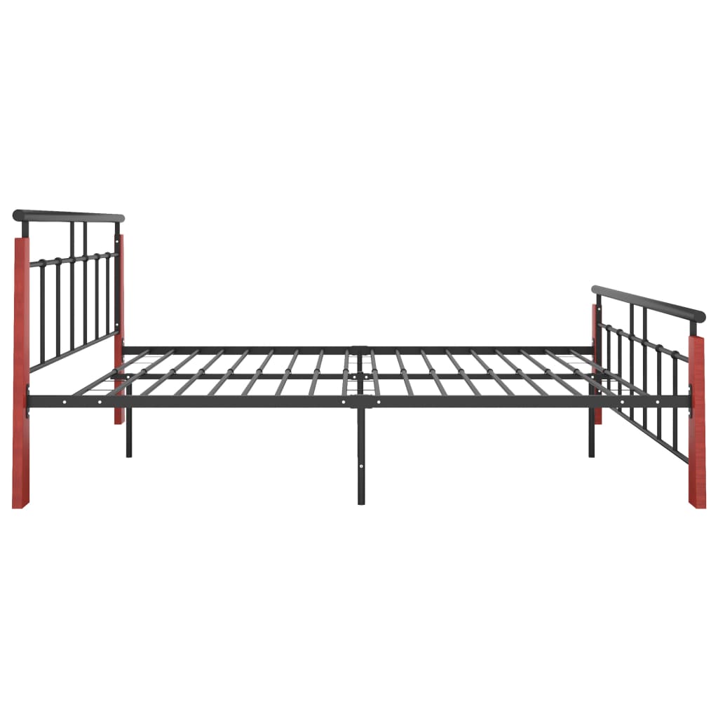 Bedframe metaal en massief eikenhout 200x200 cm