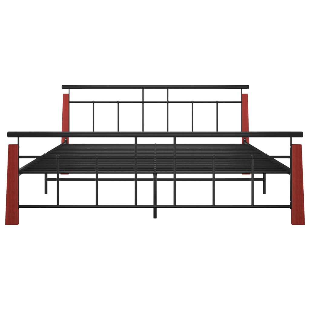 Bedframe metaal en massief eikenhout 200x200 cm