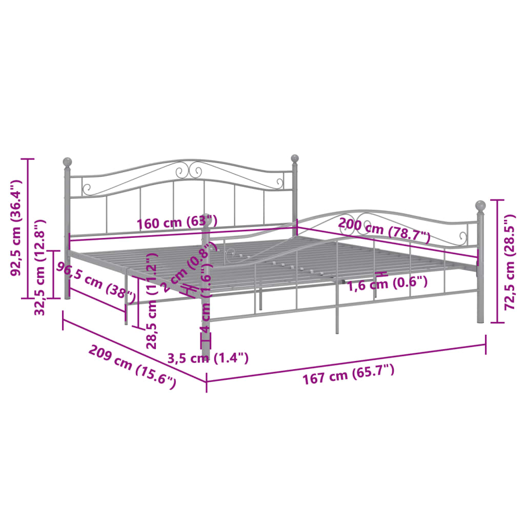 Bedframe metaal 160x200 cm