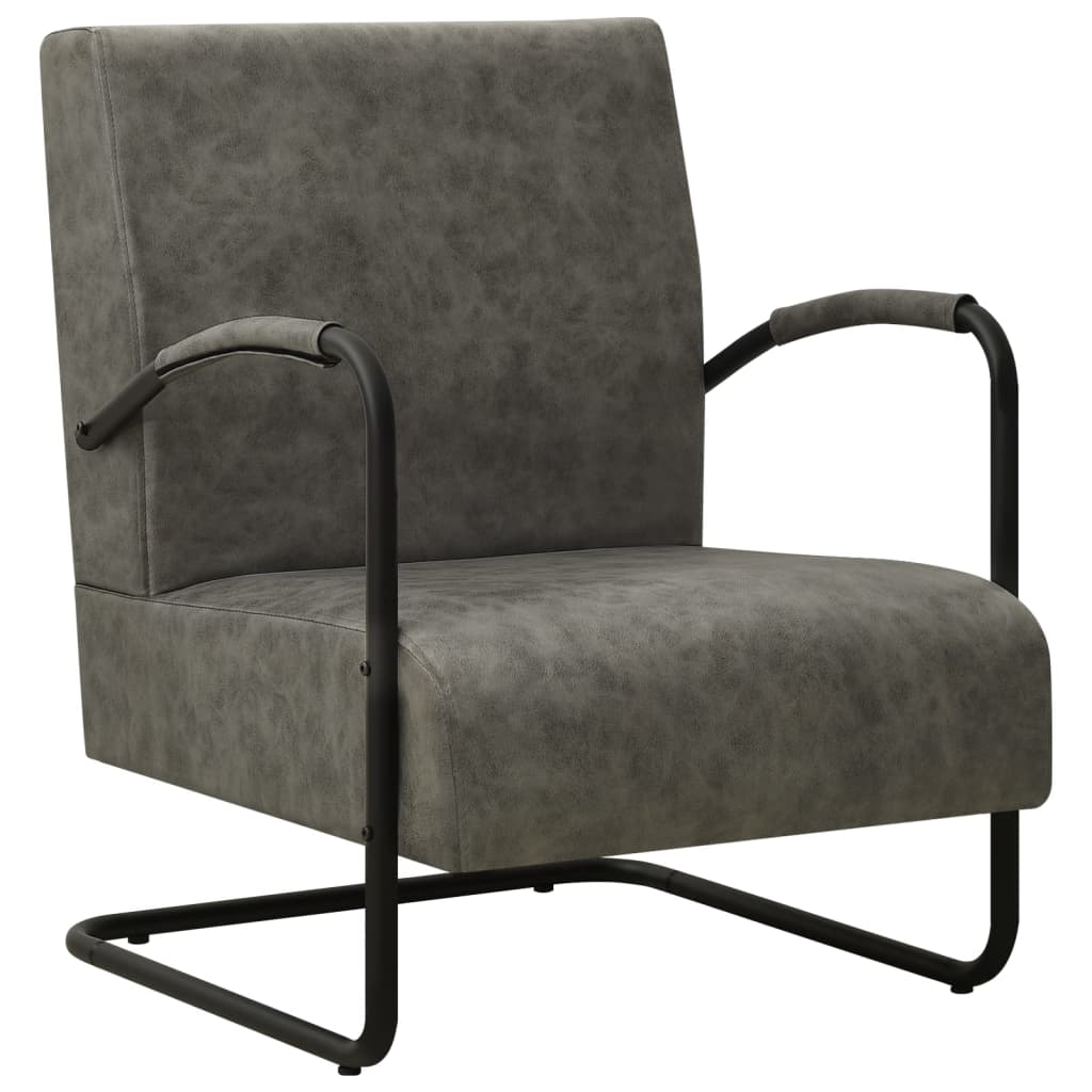 Fauteuil simili cuir gris