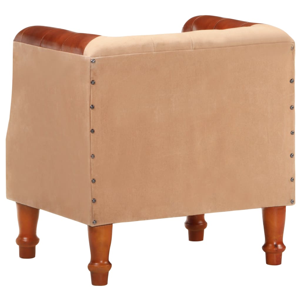 Fauteuil baquet en cuir véritable et bois de manguier massif