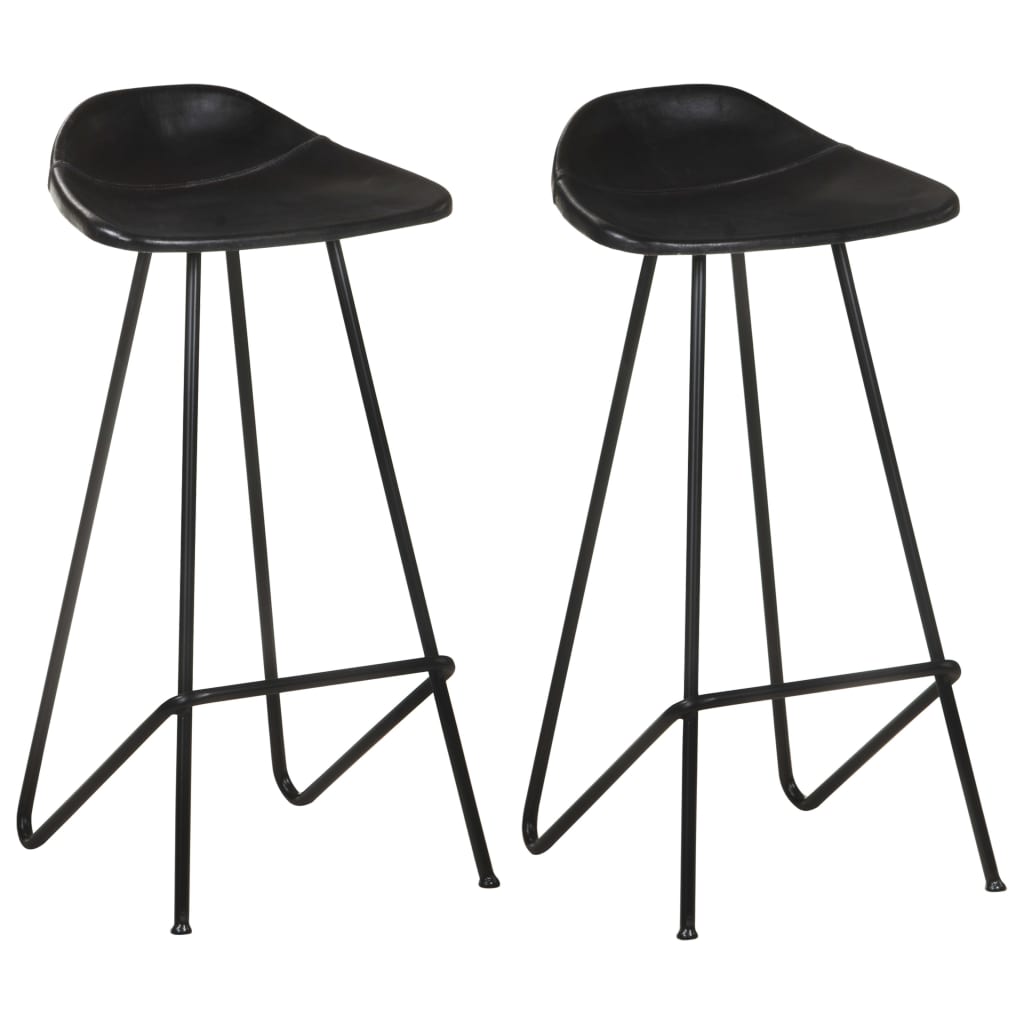 Tabourets de bar 2 pcs en cuir véritable