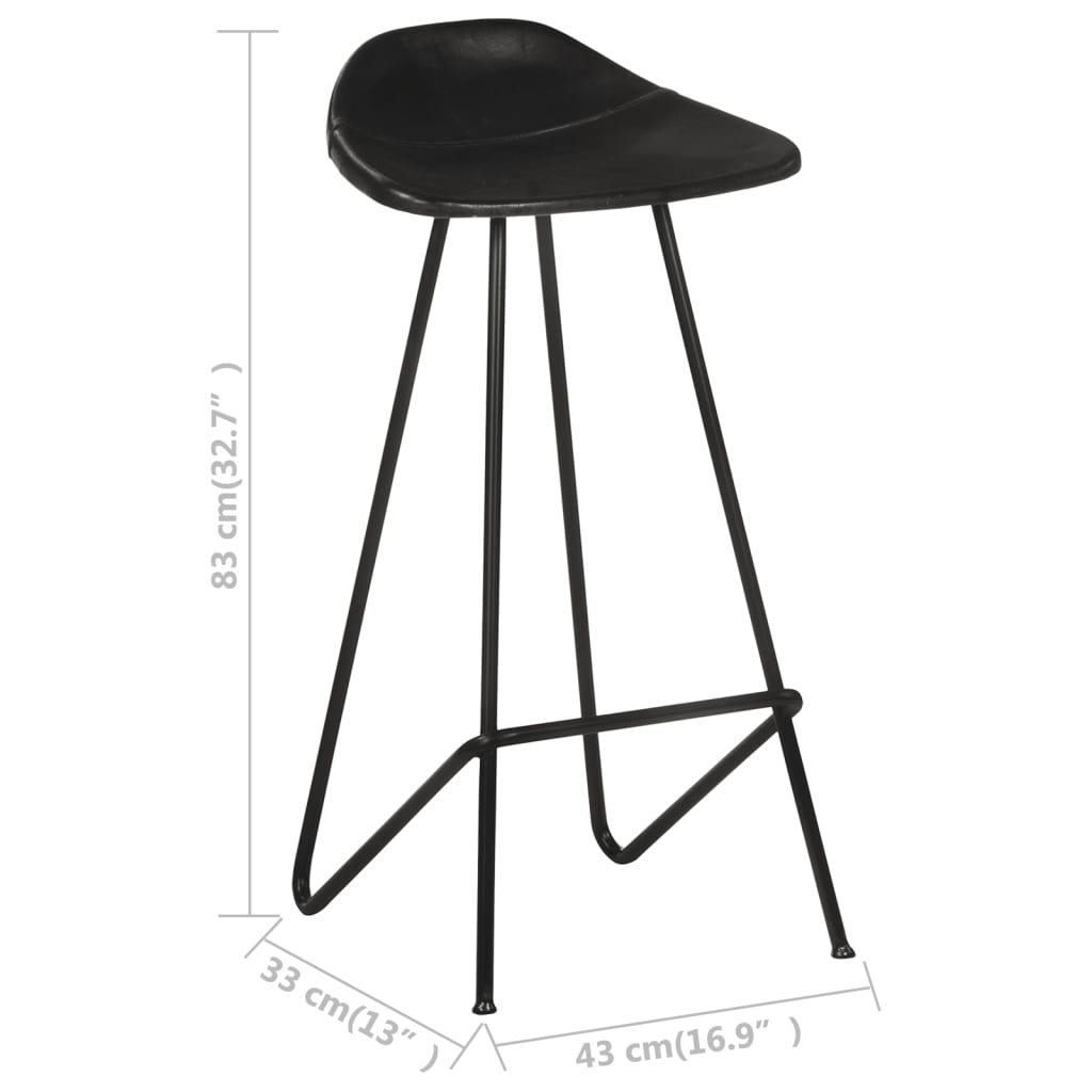 Tabourets de bar 2 pcs en cuir véritable