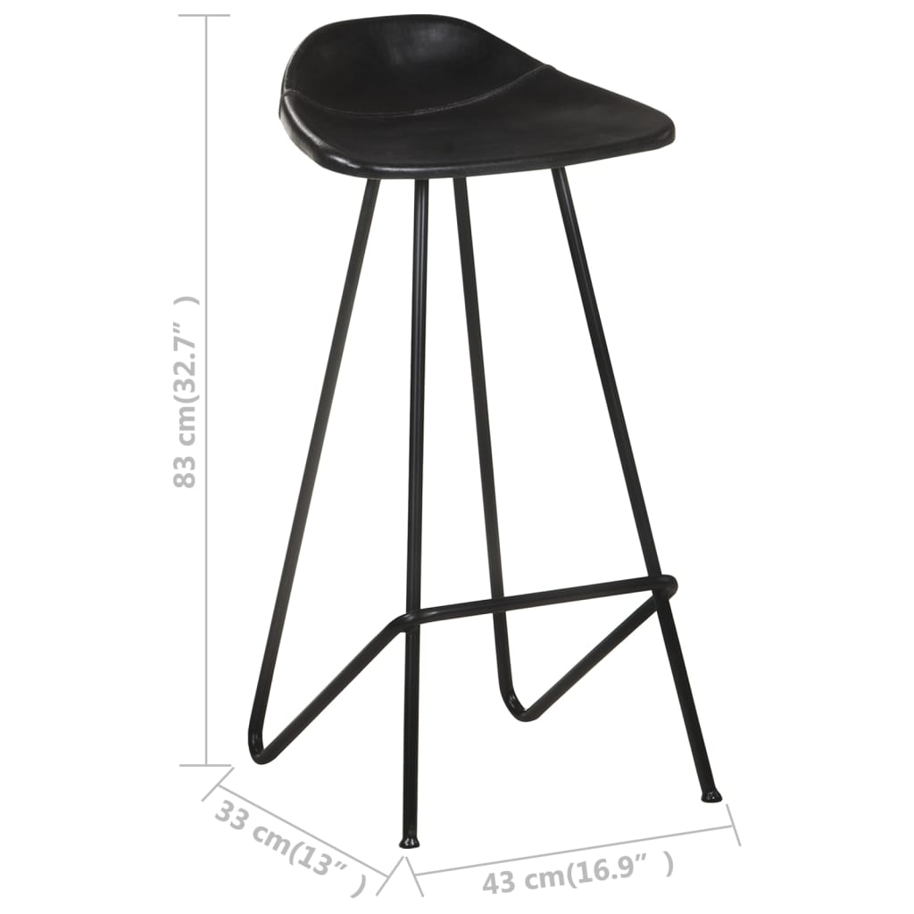 Tabourets de bar 2 pcs en cuir véritable