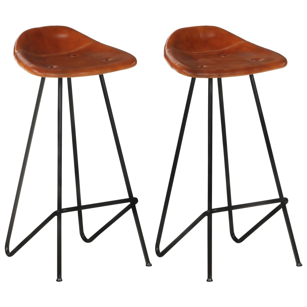 Tabourets de bar 2 pcs en cuir véritable