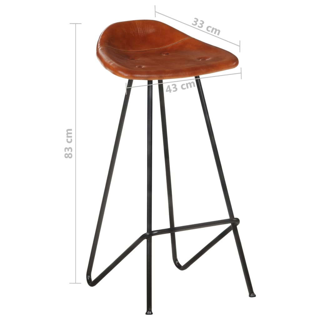 Tabourets de bar 2 pcs en cuir véritable