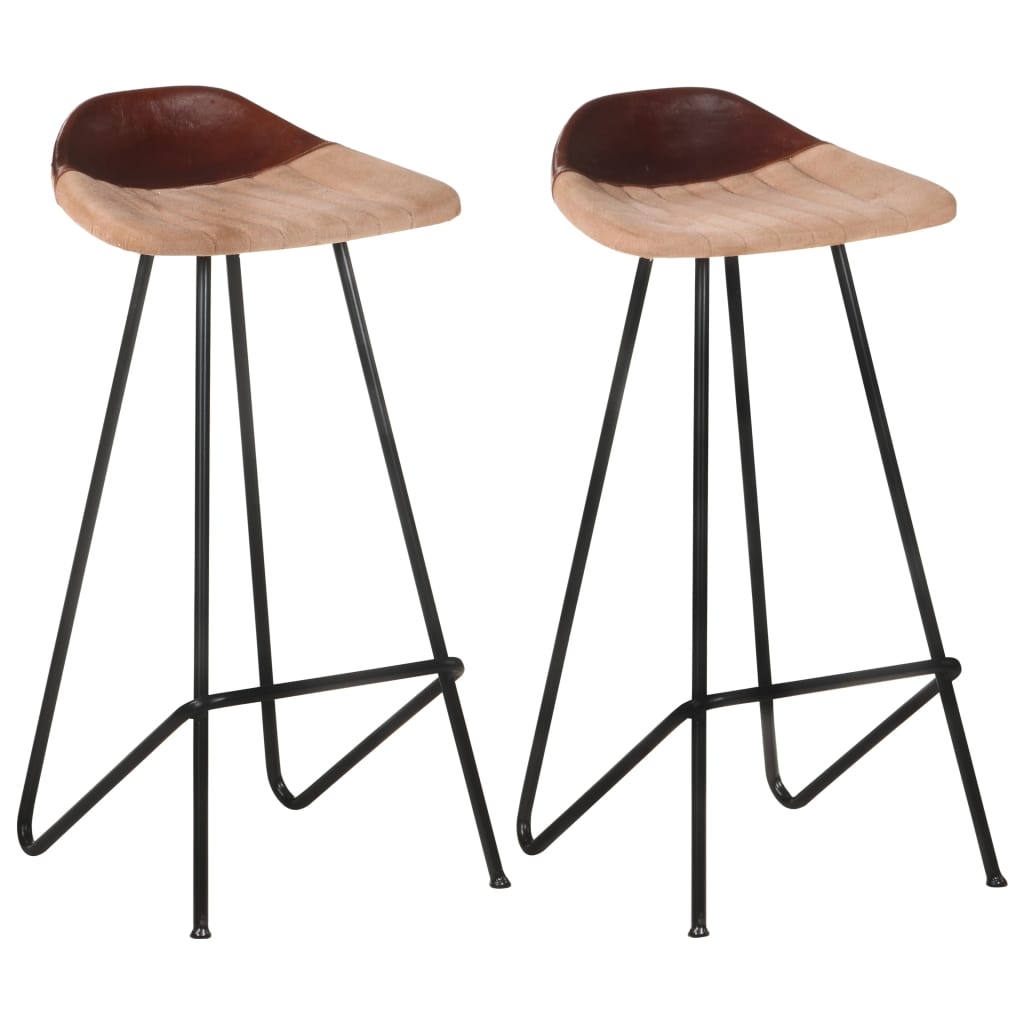 Tabourets de bar 2 pcs en cuir véritable