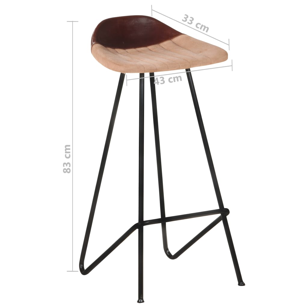 Tabourets de bar 2 pcs en cuir véritable