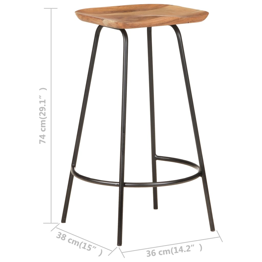 Tabourets de bar 4 pcs en bois d'acacia massif